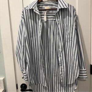 Anthropologie Blue and White Striped Button Down Shirt